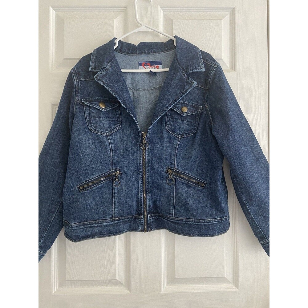 Wah Denim Jean Jacket Women’s 14/16 Zip Front Western Cut Front Pockets Stretch